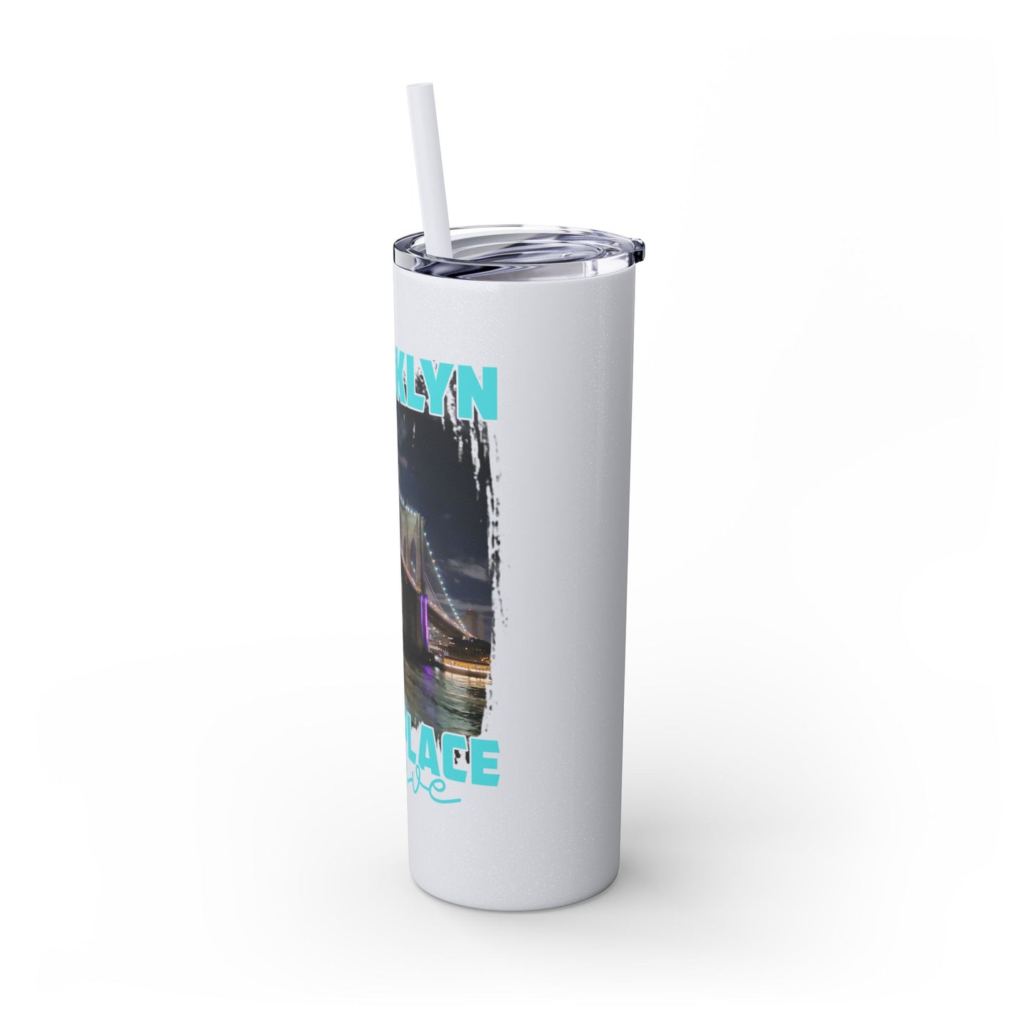 Brooklyn Best Place to Live Skinny Stainless Steel Tumbler with Straw, 20oz
