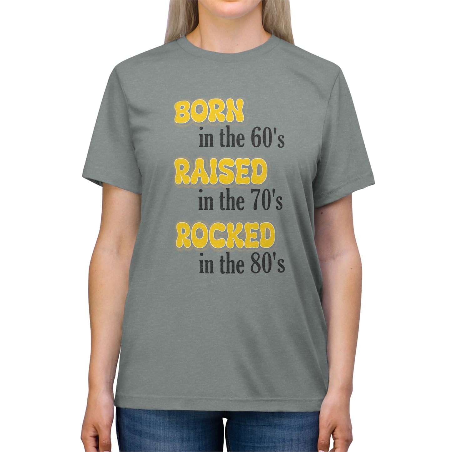 Born in the 60s Yellow & Black Unisex Triblend Tee