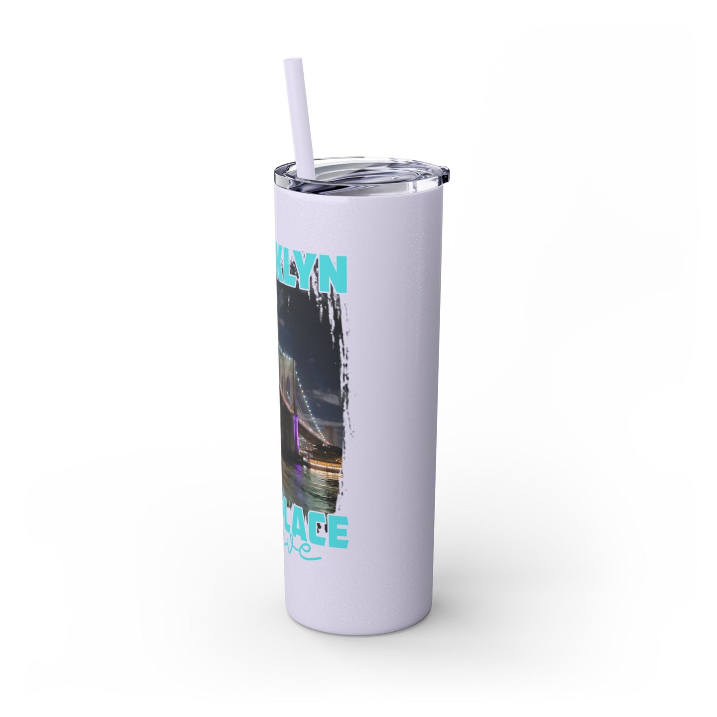 Brooklyn Best Place to Live Skinny Stainless Steel Tumbler with Straw, 20oz
