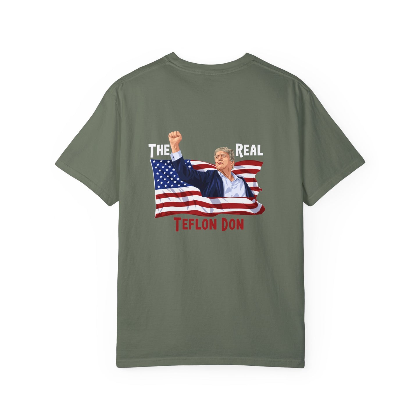 Teflon Donald Trump back design placement Unisex Garment-Dyed T-shirt