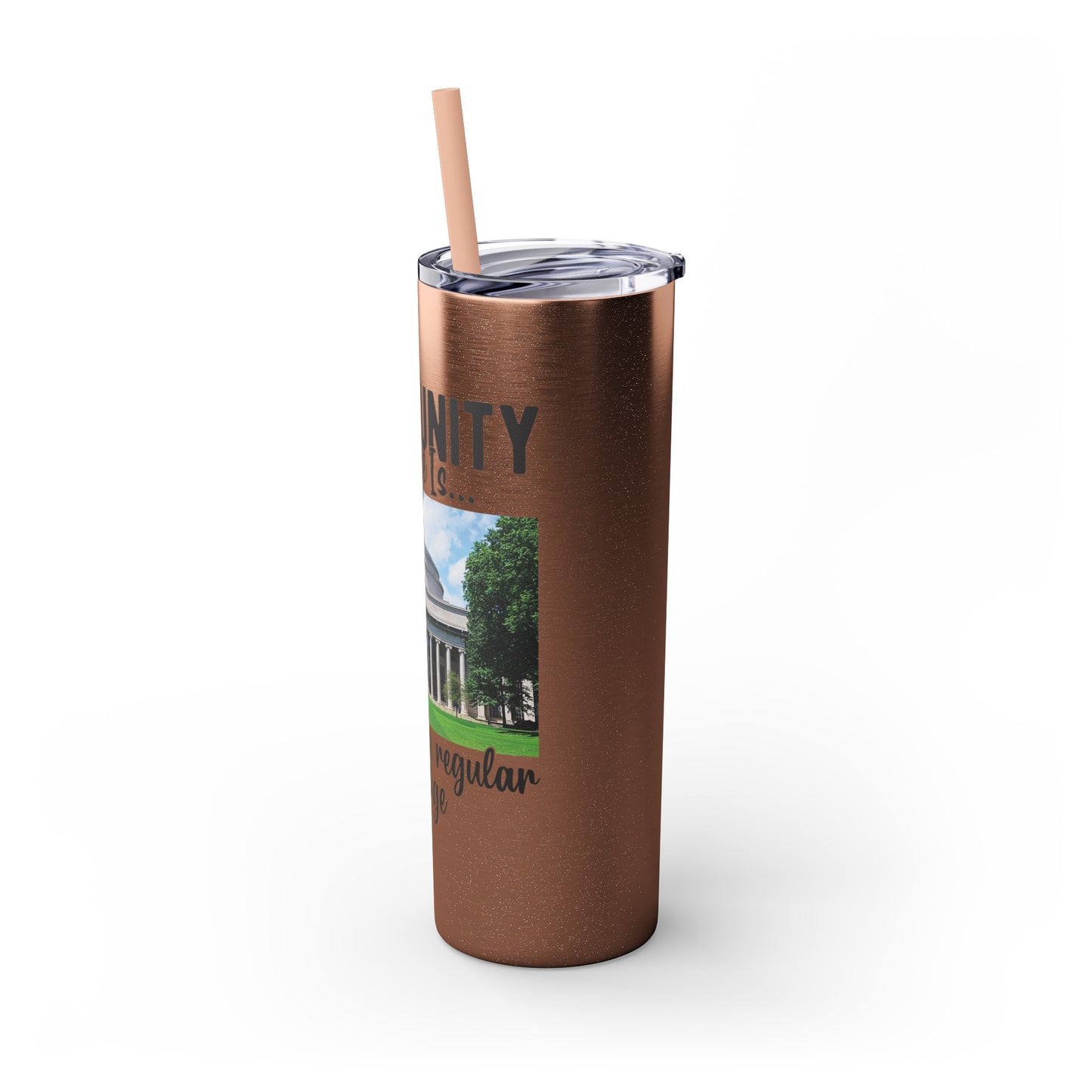 Community Collage is Easier Than Regular College - Skinny Tumbler w/Straw, 20oz