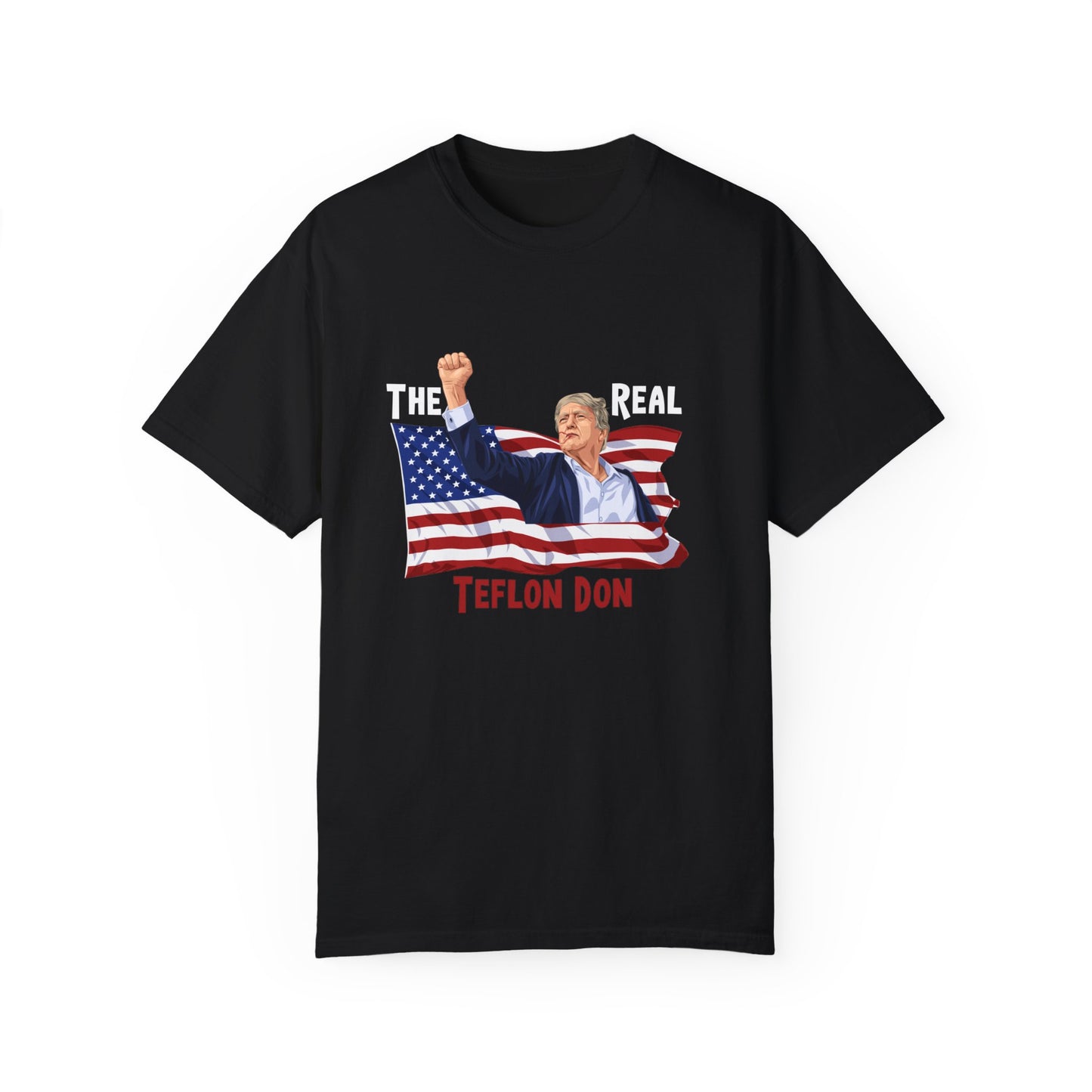 Teflon Donald Trump White lettering for dark shirts  Unisex Garment-Dyed T-shirt