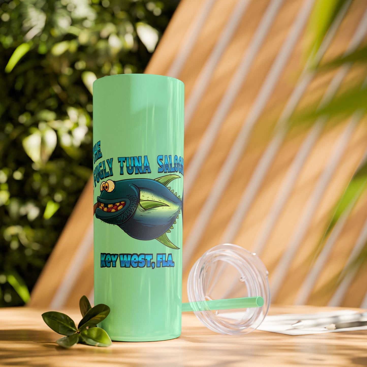 The Fugly Tuna Saloona Bar Key West FLorida Skinny Tumbler with Straw, 20oz