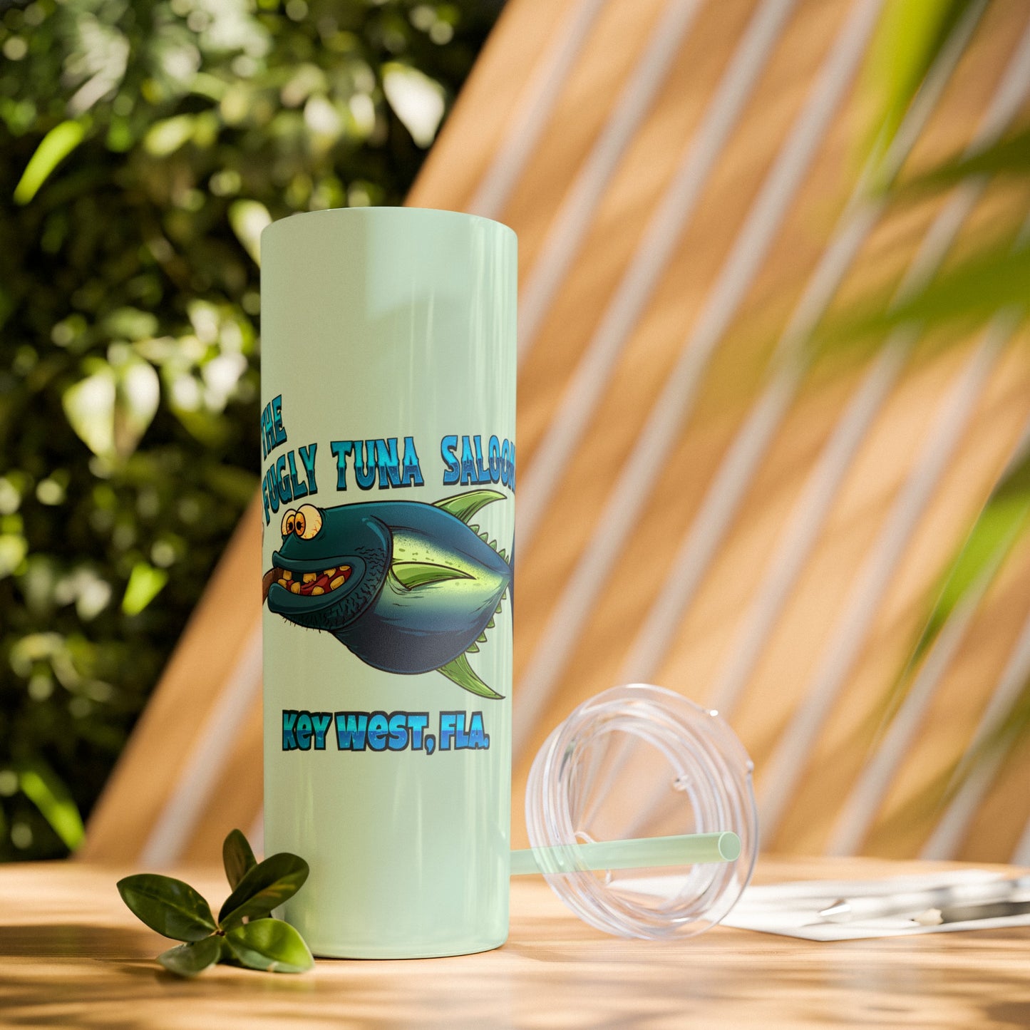 The Fugly Tuna Saloona Bar Key West FLorida Skinny Tumbler with Straw, 20oz