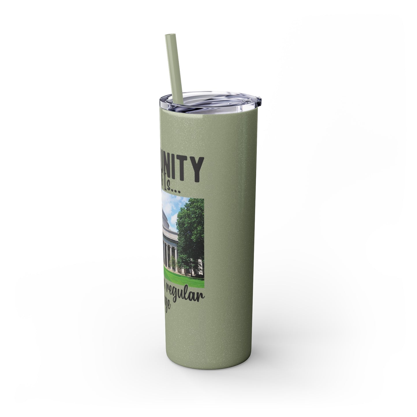 Community Collage is Easier Than Regular College - Skinny Tumbler with Straw, 20oz