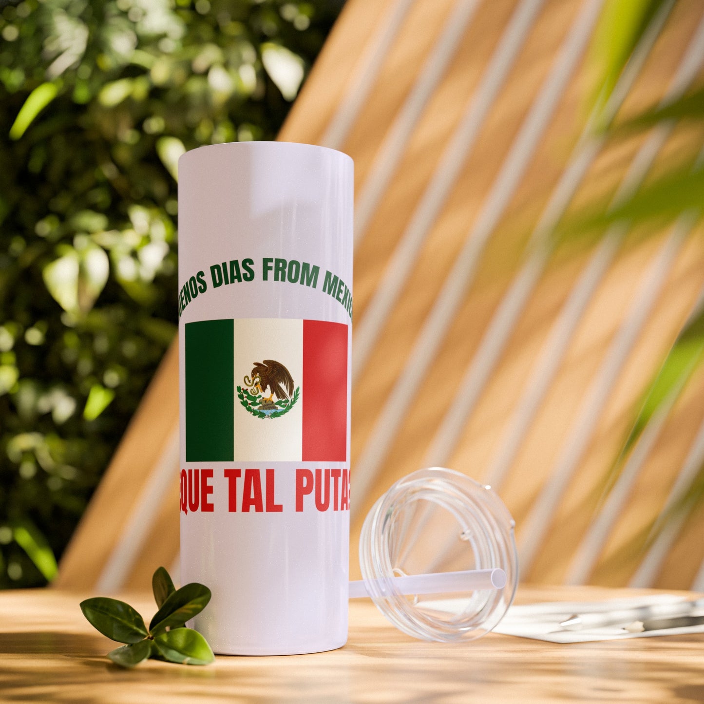 Welcome to Mexico - Skinny Stainless Steel Tumbler with Straw, 20oz