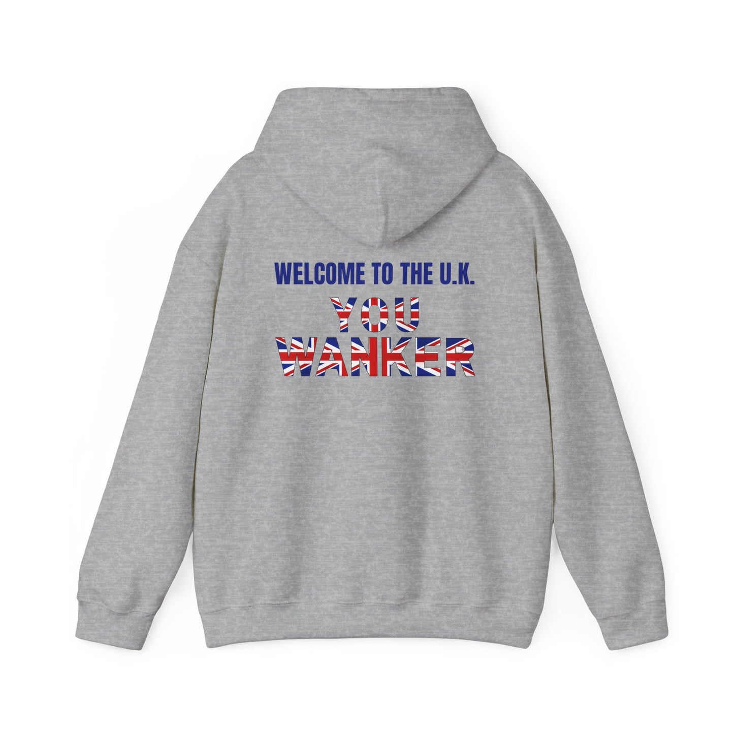 Welcome to the UK with design on the back Unisex Heavy Blend™ Hooded Sweatshirt