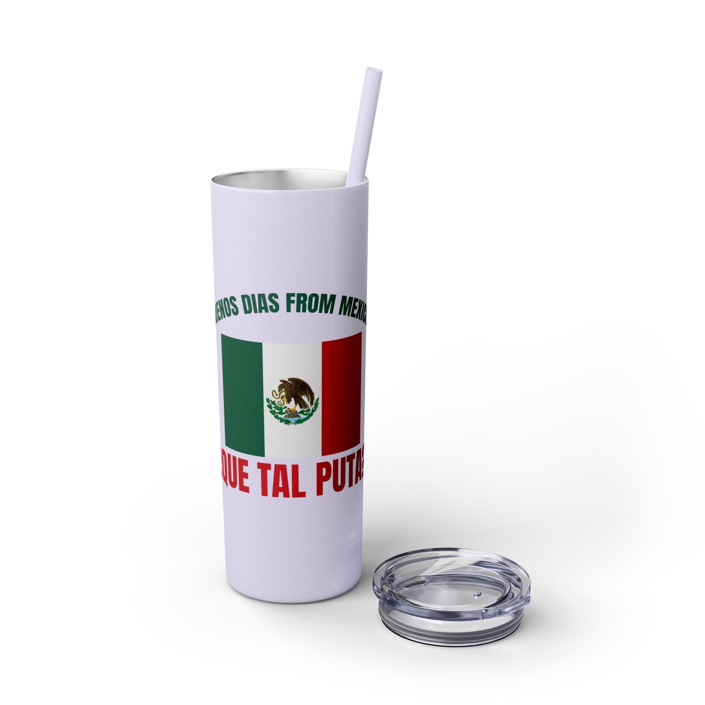 Welcome to Mexico - Skinny Stainless Steel Tumbler with Straw, 20oz