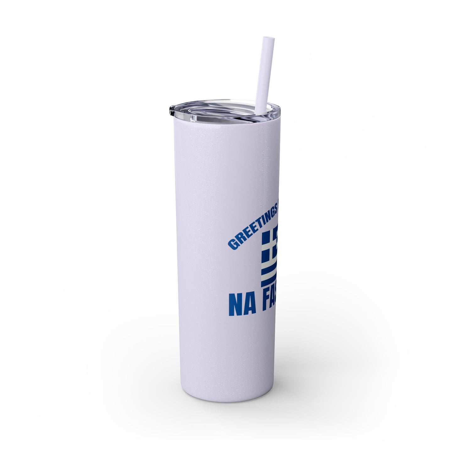 Welcome to Greece Skinny Tumbler with Straw, 20oz