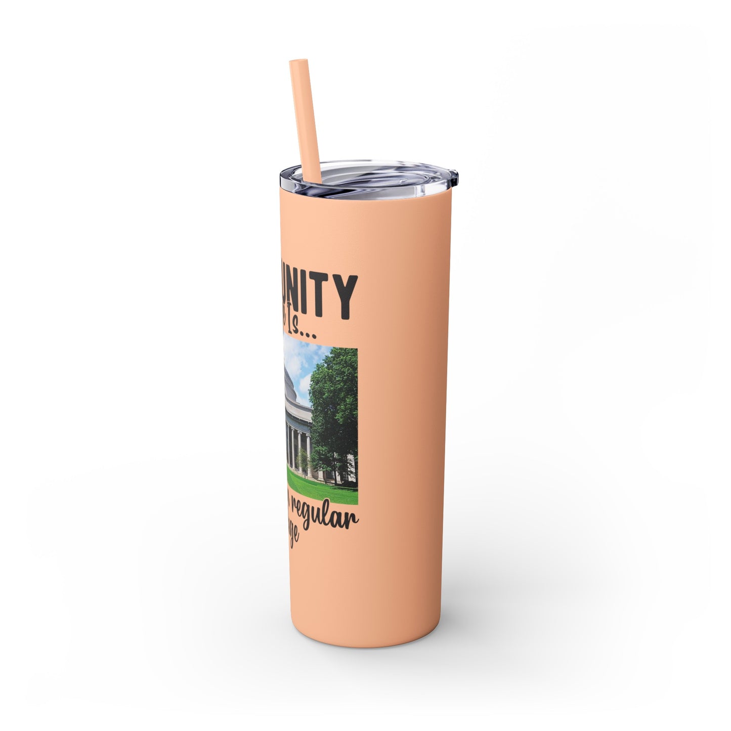 Community Collage is Easier Than Regular College - Skinny Tumbler with Straw, 20oz