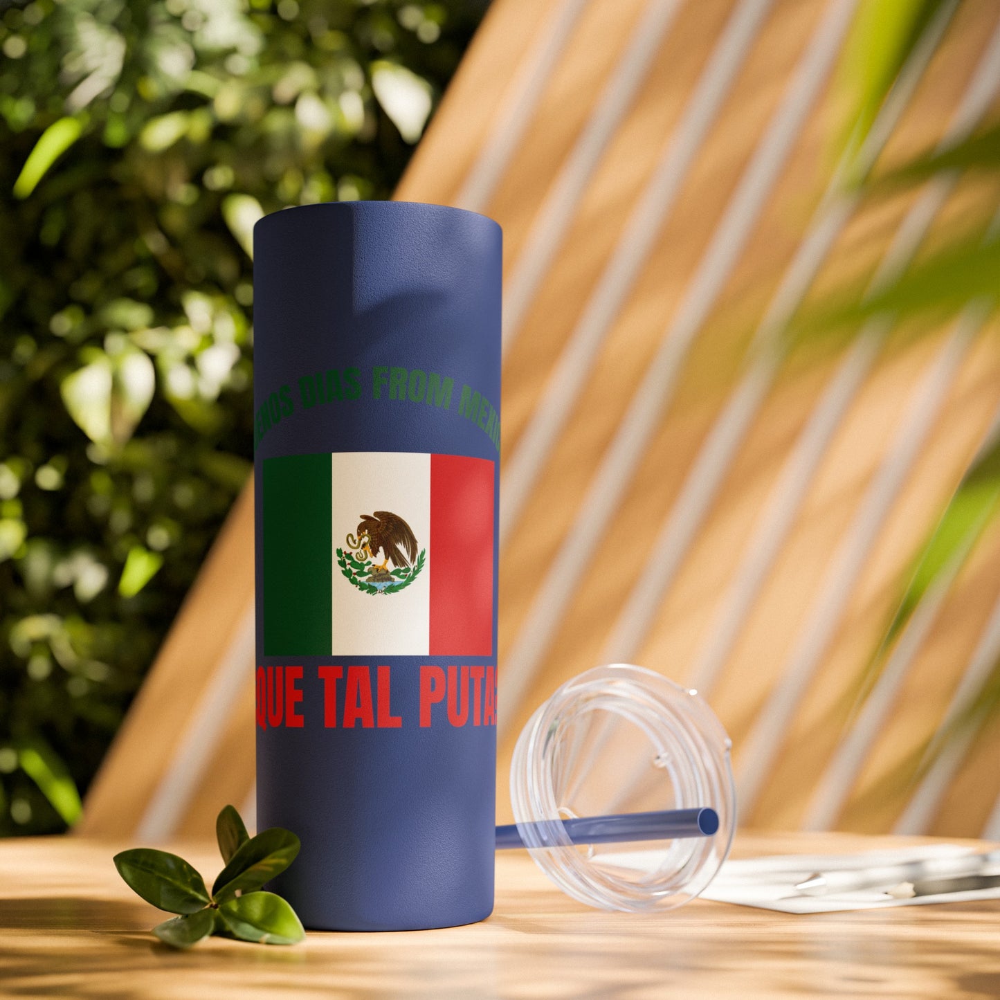 Welcome to Mexico - Skinny Stainless Steel Tumbler with Straw, 20oz