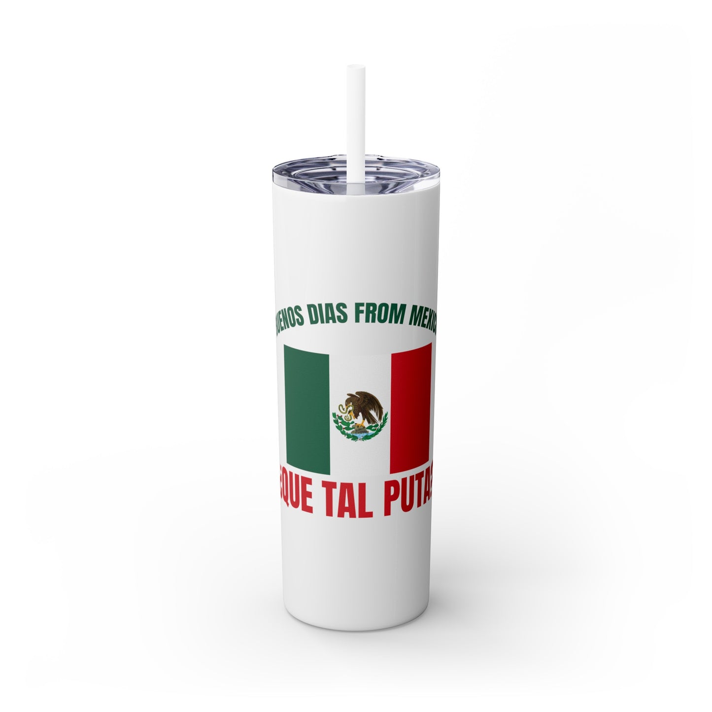 Welcome to Mexico - Skinny Stainless Steel Tumbler with Straw, 20oz