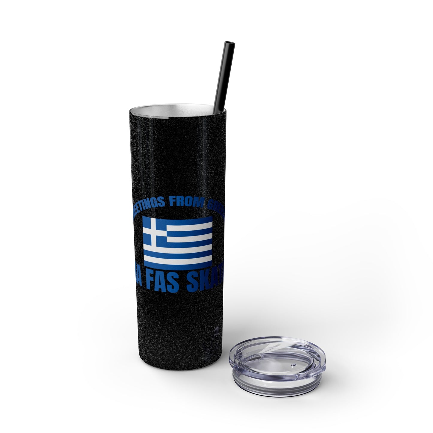 Welcome to Greece Skinny Tumbler with Straw, 20oz