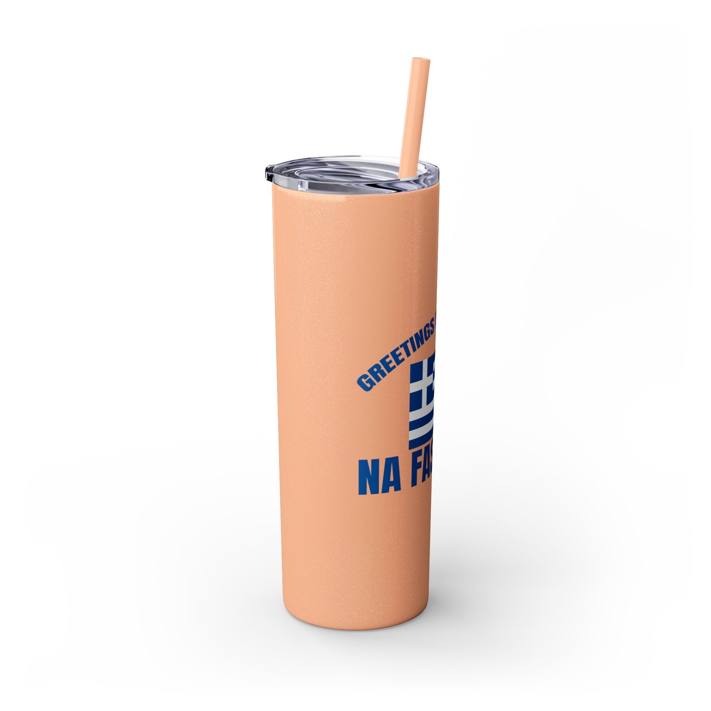 Welcome to Greece Skinny Tumbler with Straw, 20oz