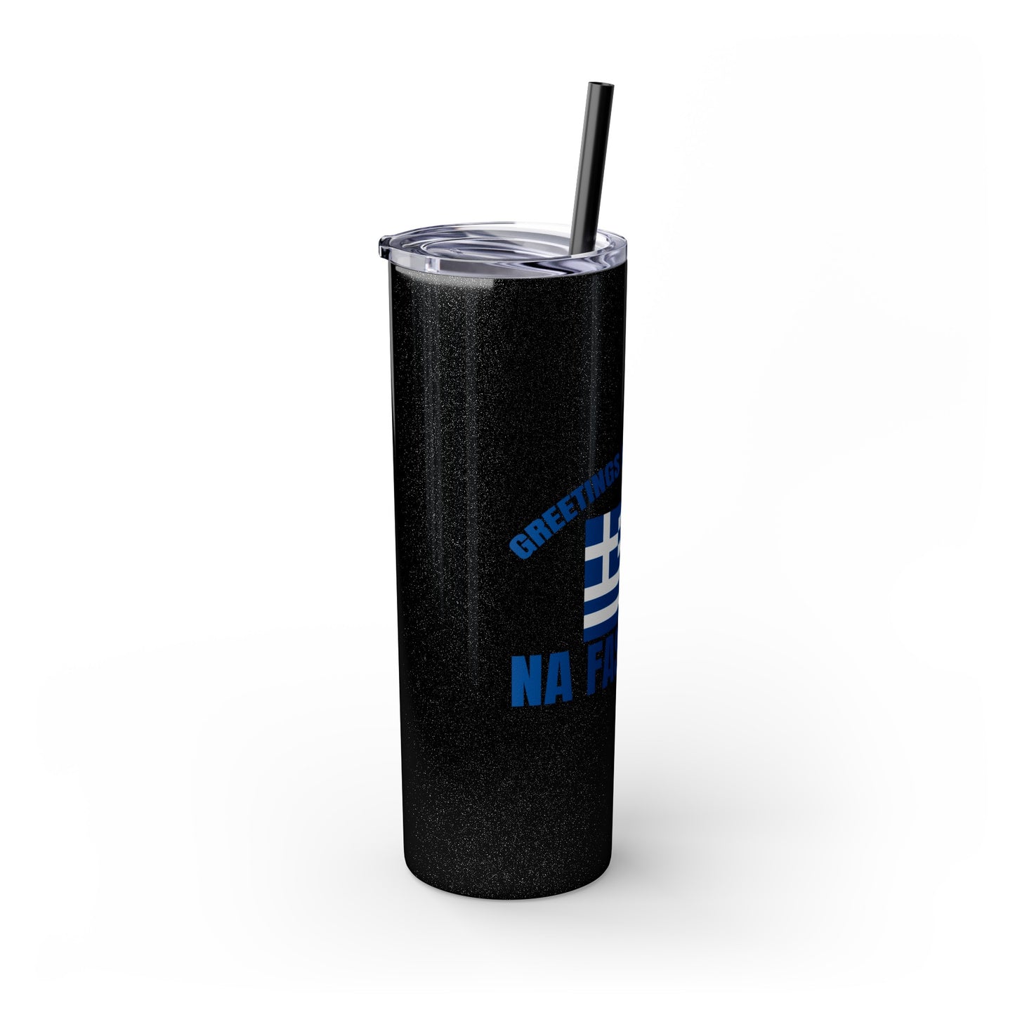 Welcome to Greece Skinny Tumbler with Straw, 20oz