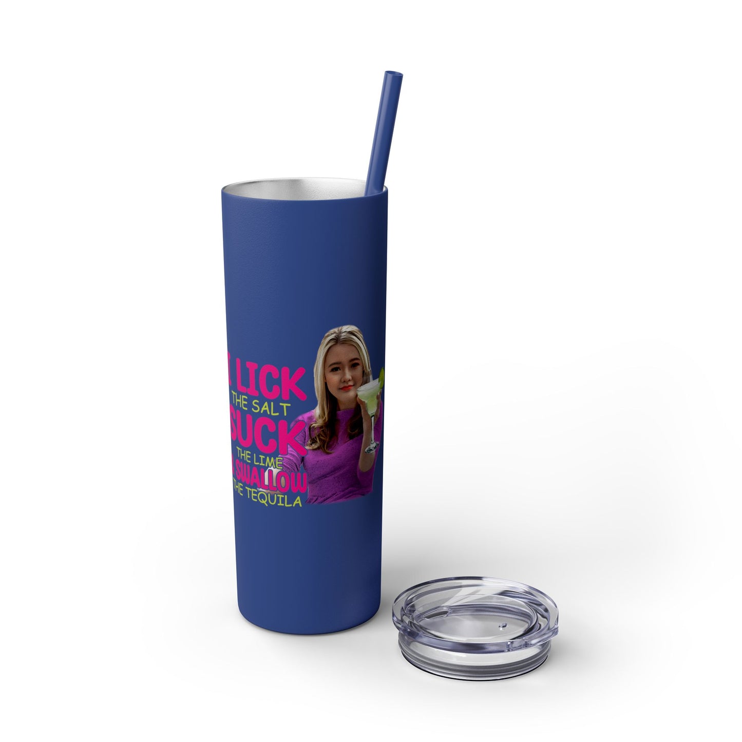 Margarita Lover's  Skinny Tumbler with Straw, 20oz