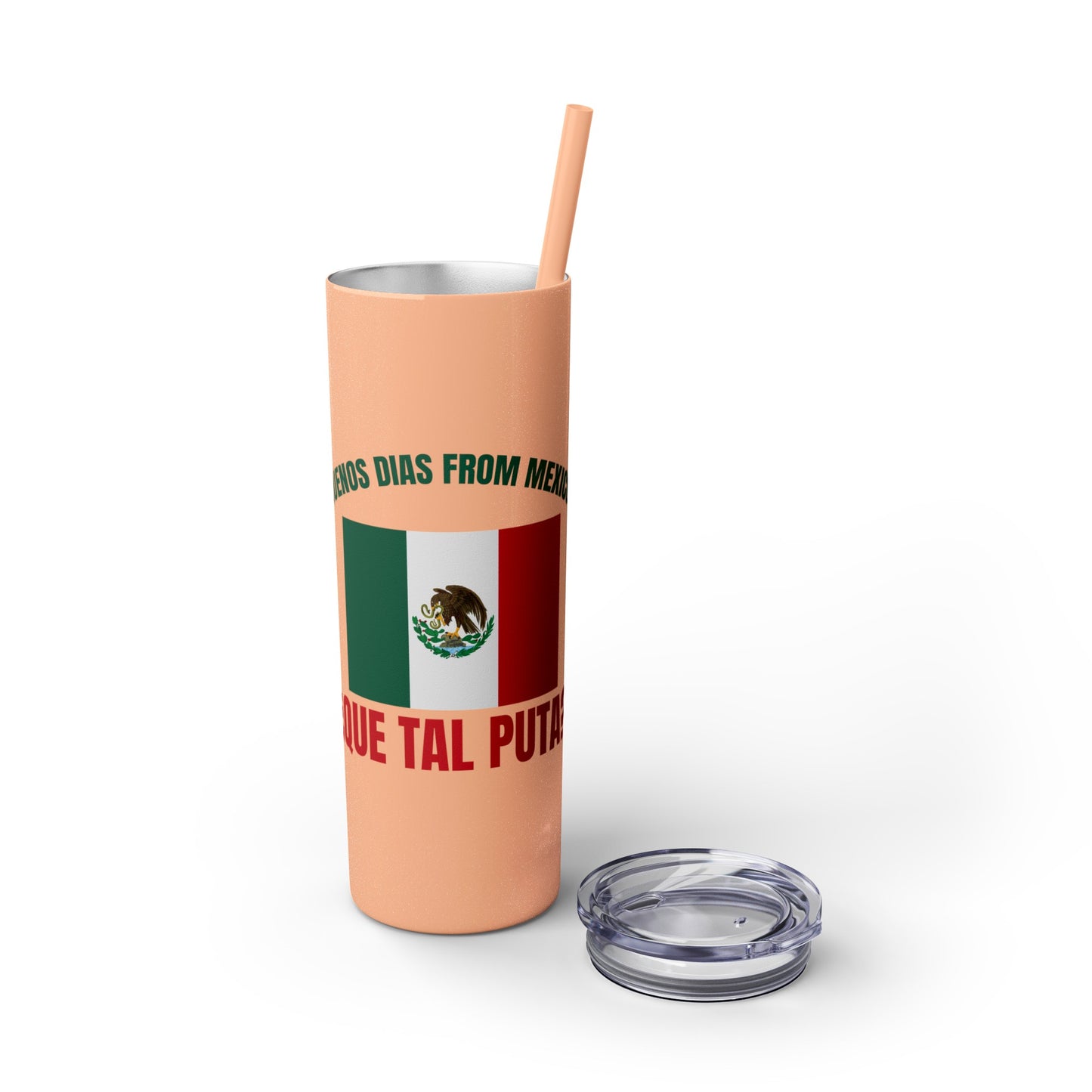 Welcome to Mexico - Skinny Stainless Steel Tumbler with Straw, 20oz