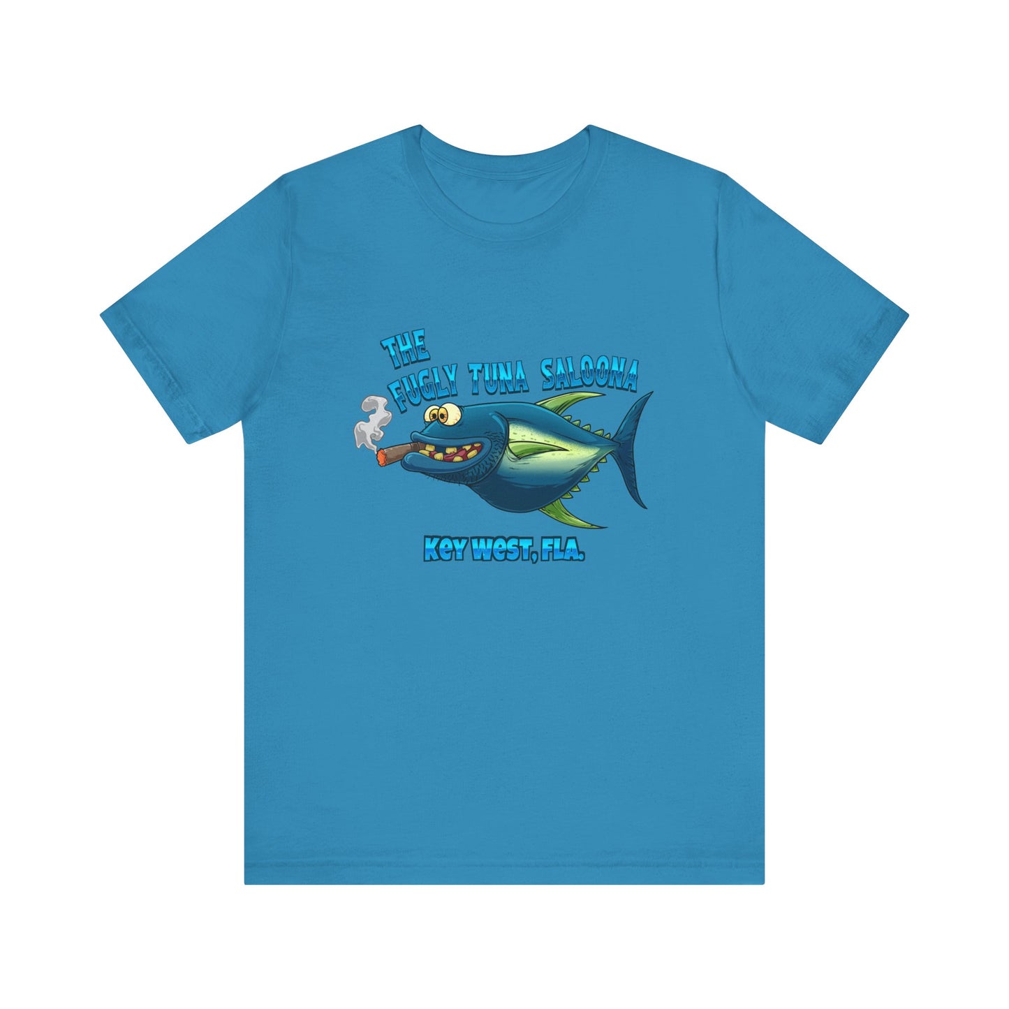 The Fugly Tuna Saloona , Key West front and back design Unisex cotton Short Sleeve Tee