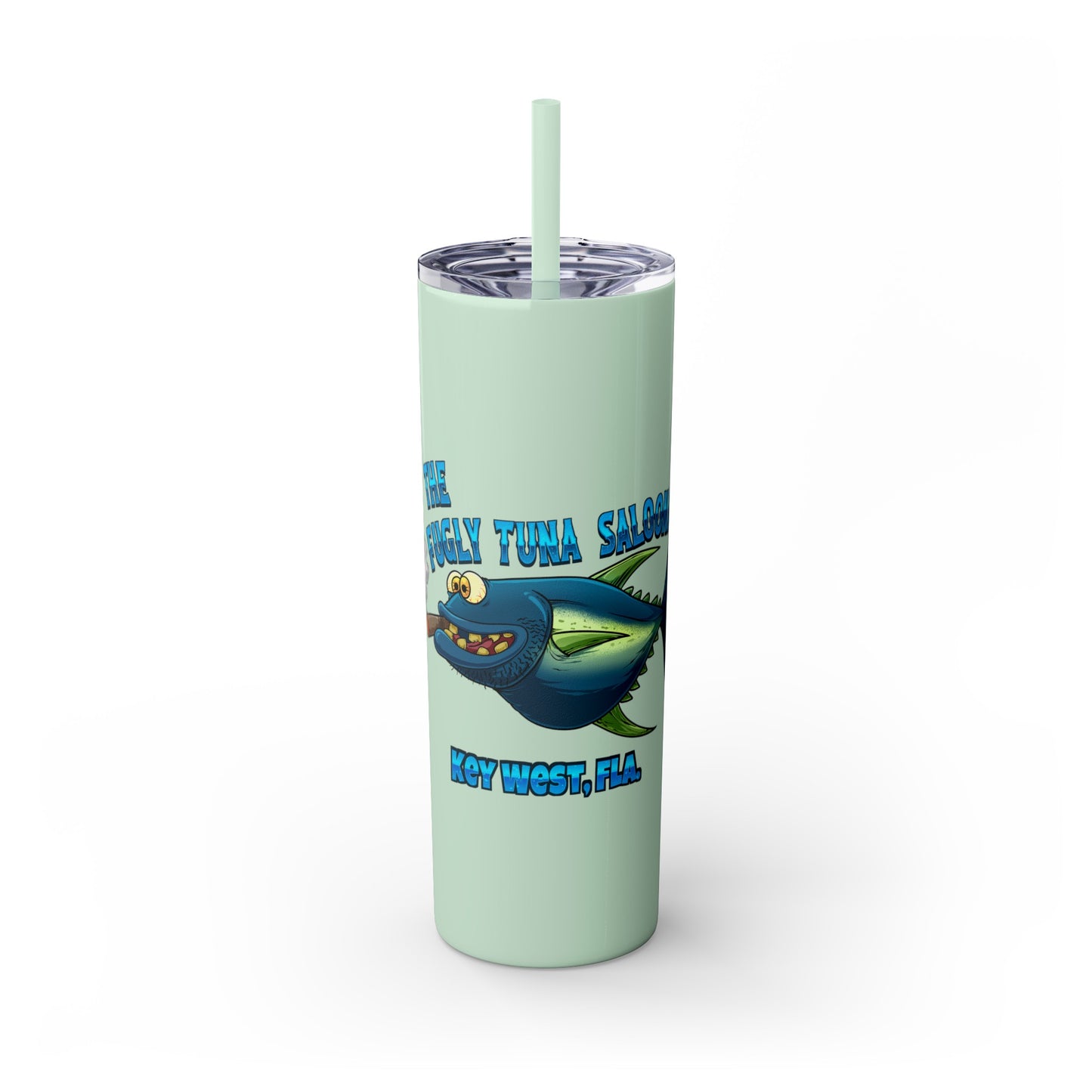 The Fugly Tuna Saloona Bar Key West FLorida Skinny Tumbler with Straw, 20oz