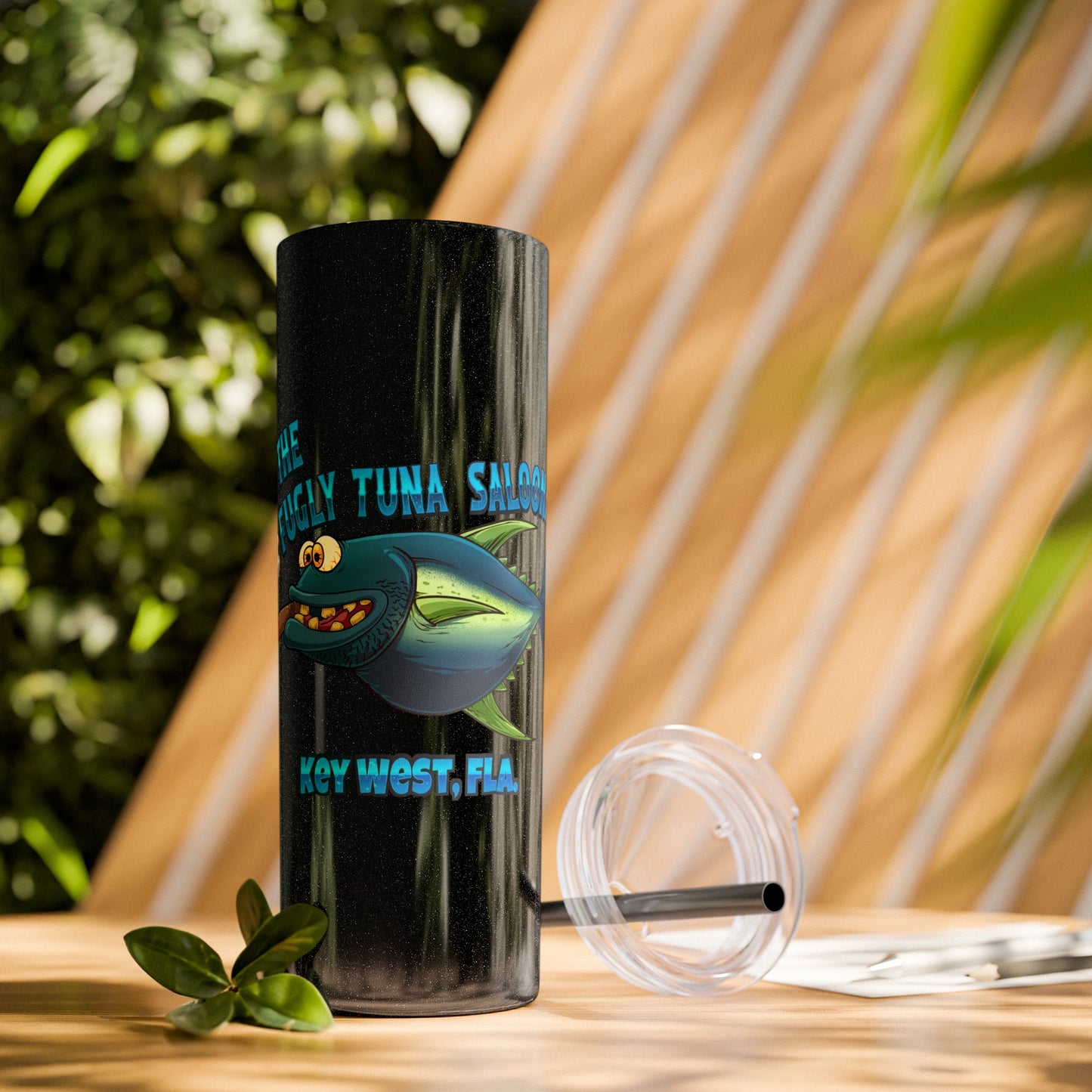 The Fugly Tuna Saloona Bar Key West FLorida Skinny Tumbler with Straw, 20oz