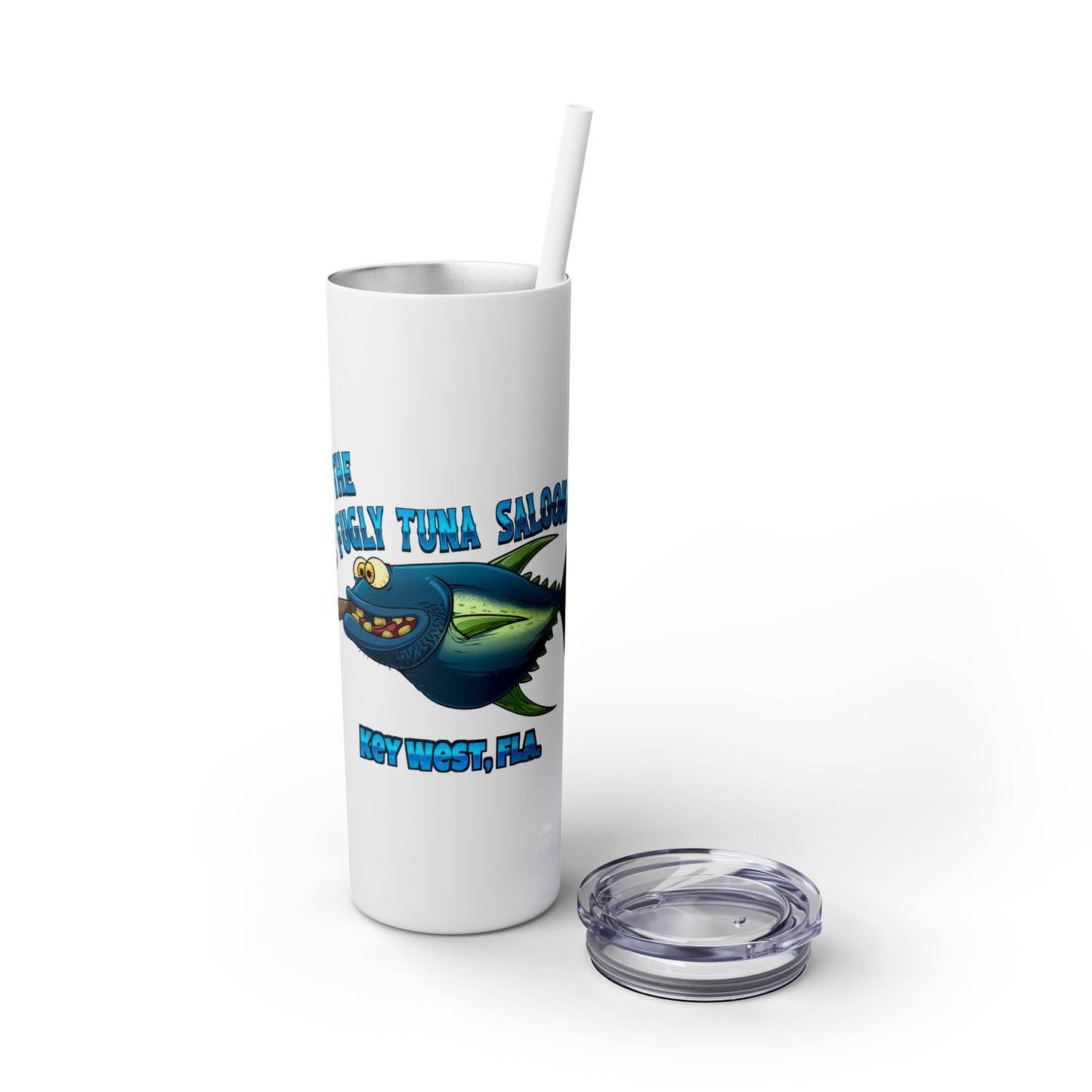 The Fugly Tuna Saloona Bar Key West FLorida Skinny Tumbler with Straw, 20oz