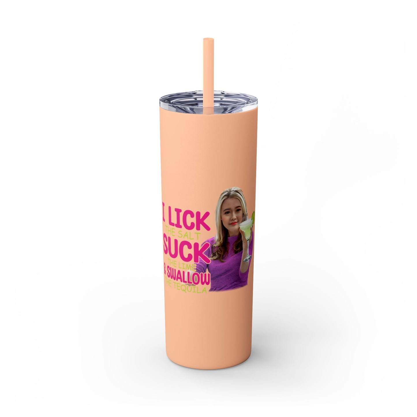 Margarita Lover's  Skinny Tumbler with Straw, 20oz