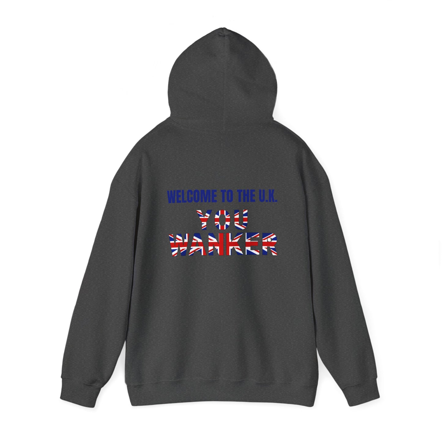 Welcome to the UK with design on the back Unisex Heavy Blend™ Hooded Sweatshirt