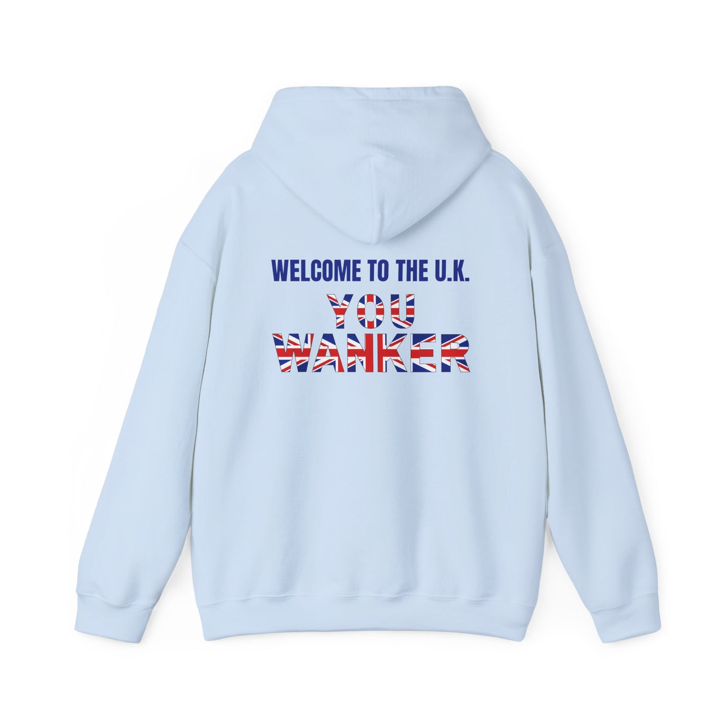 Welcome to the UK with design on the back Unisex Heavy Blend™ Hooded Sweatshirt