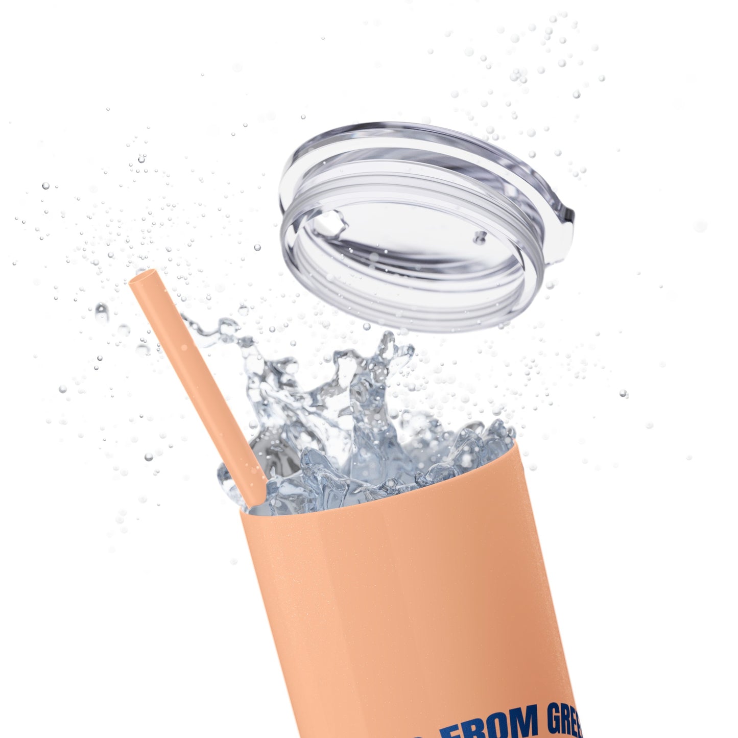 Welcome to Greece Skinny Tumbler with Straw, 20oz