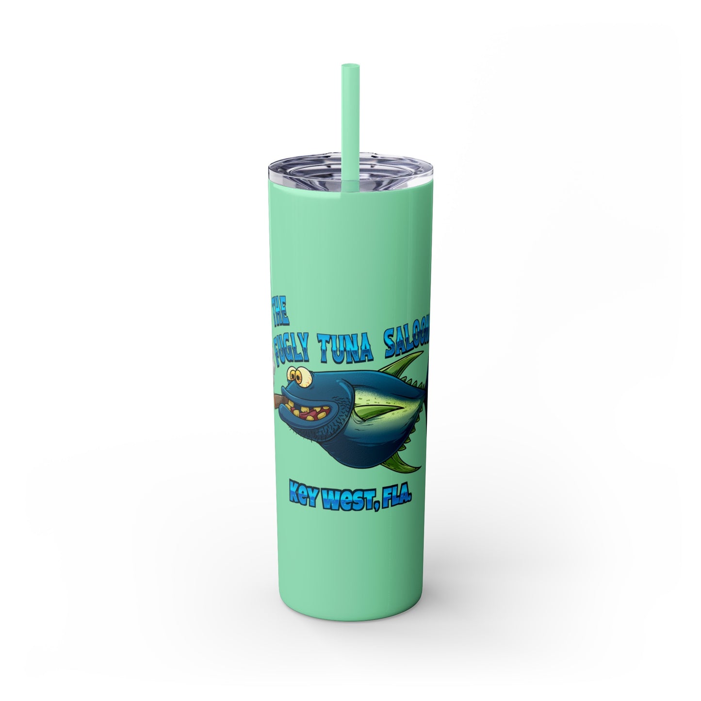 The Fugly Tuna Saloona Bar Key West FLorida Skinny Tumbler with Straw, 20oz