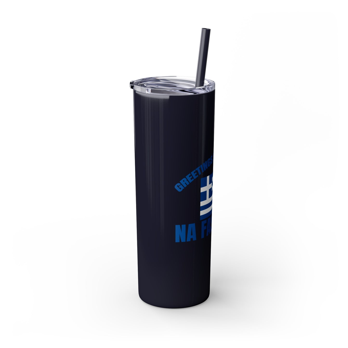 Welcome to Greece Skinny Tumbler with Straw, 20oz