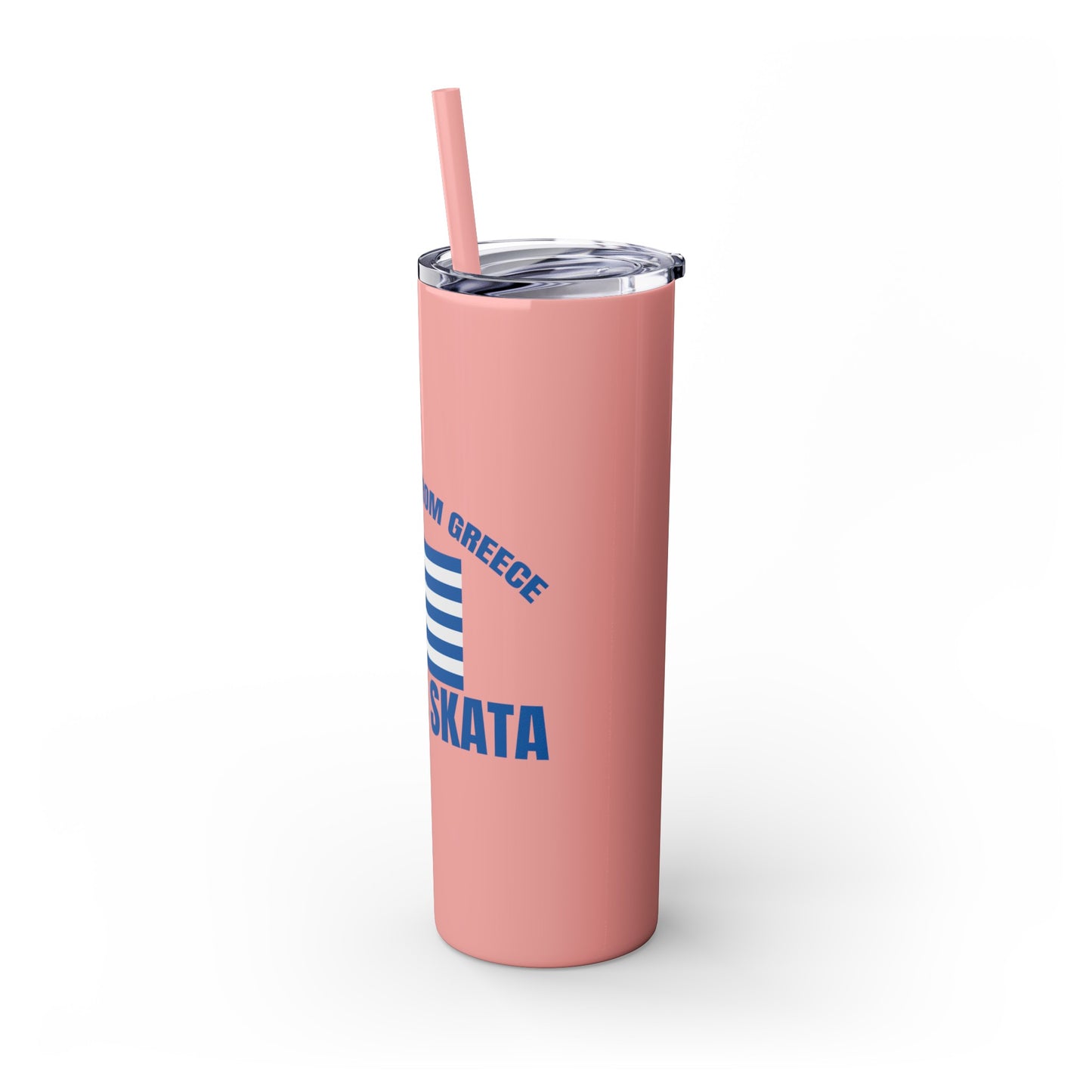 Welcome to Greece Skinny Tumbler with Straw, 20oz