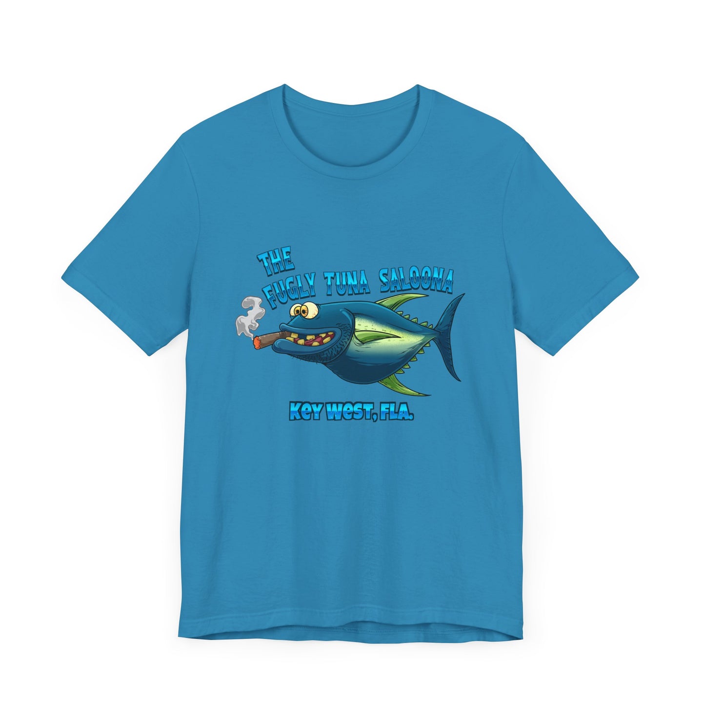 The Fugly Tuna Saloona , Key West front and back design Unisex cotton Short Sleeve Tee