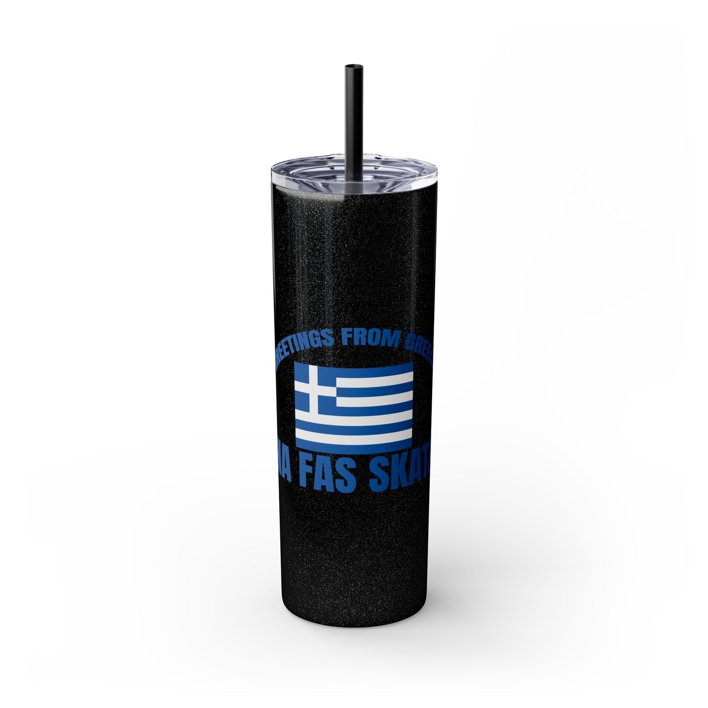 Welcome to Greece Skinny Tumbler with Straw, 20oz