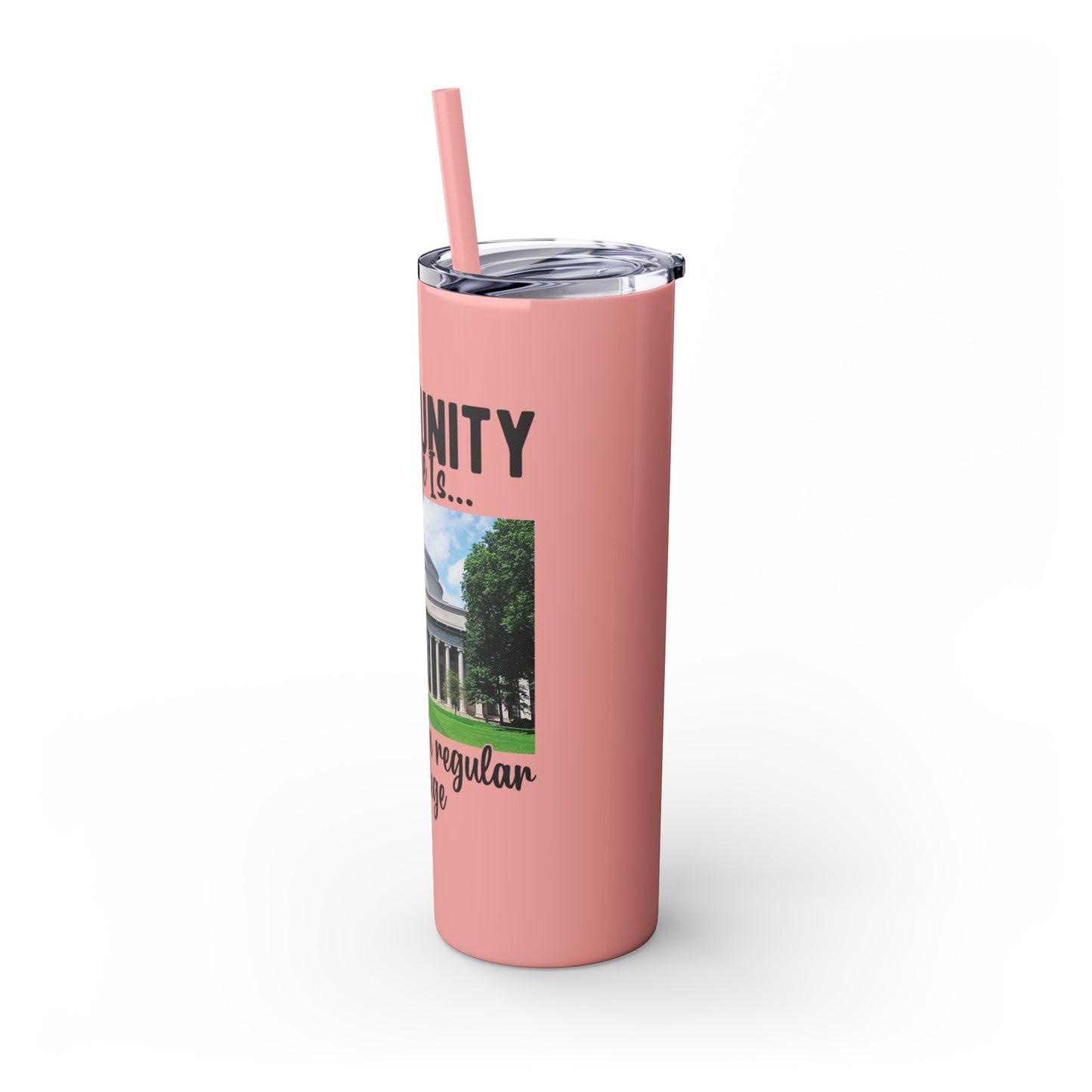 Community Collage is Easier Than Regular College - Skinny Tumbler with Straw, 20oz