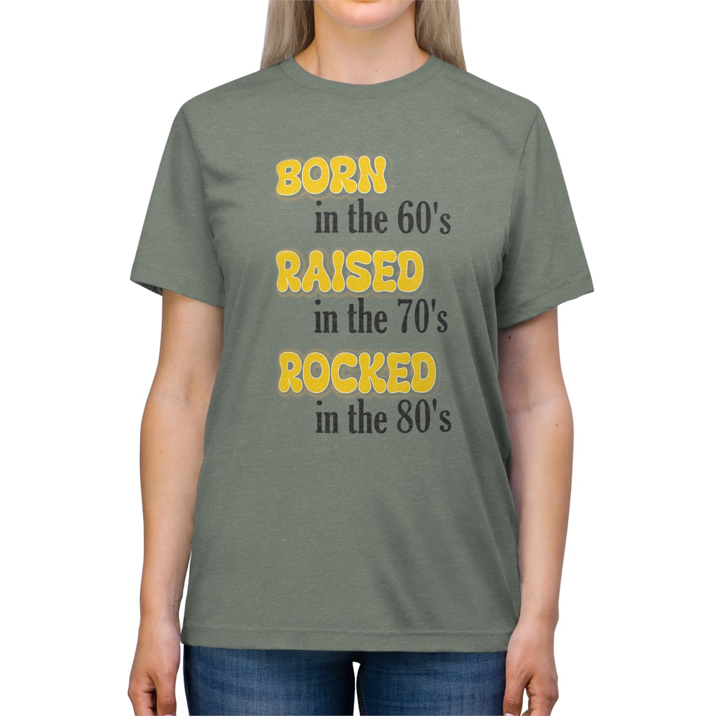 Born in the 60s Yellow & Black Unisex Triblend Tee