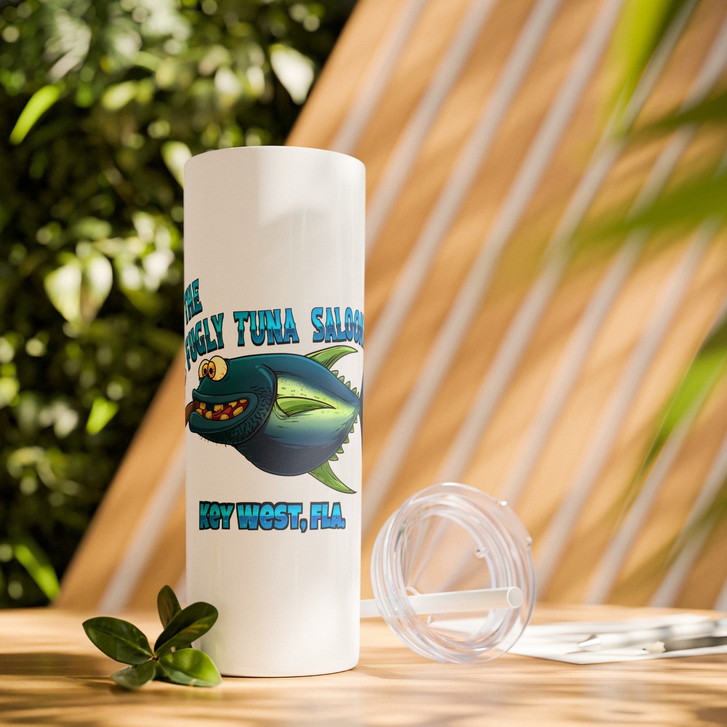 The Fugly Tuna Saloona Bar Key West FLorida Skinny Tumbler with Straw, 20oz