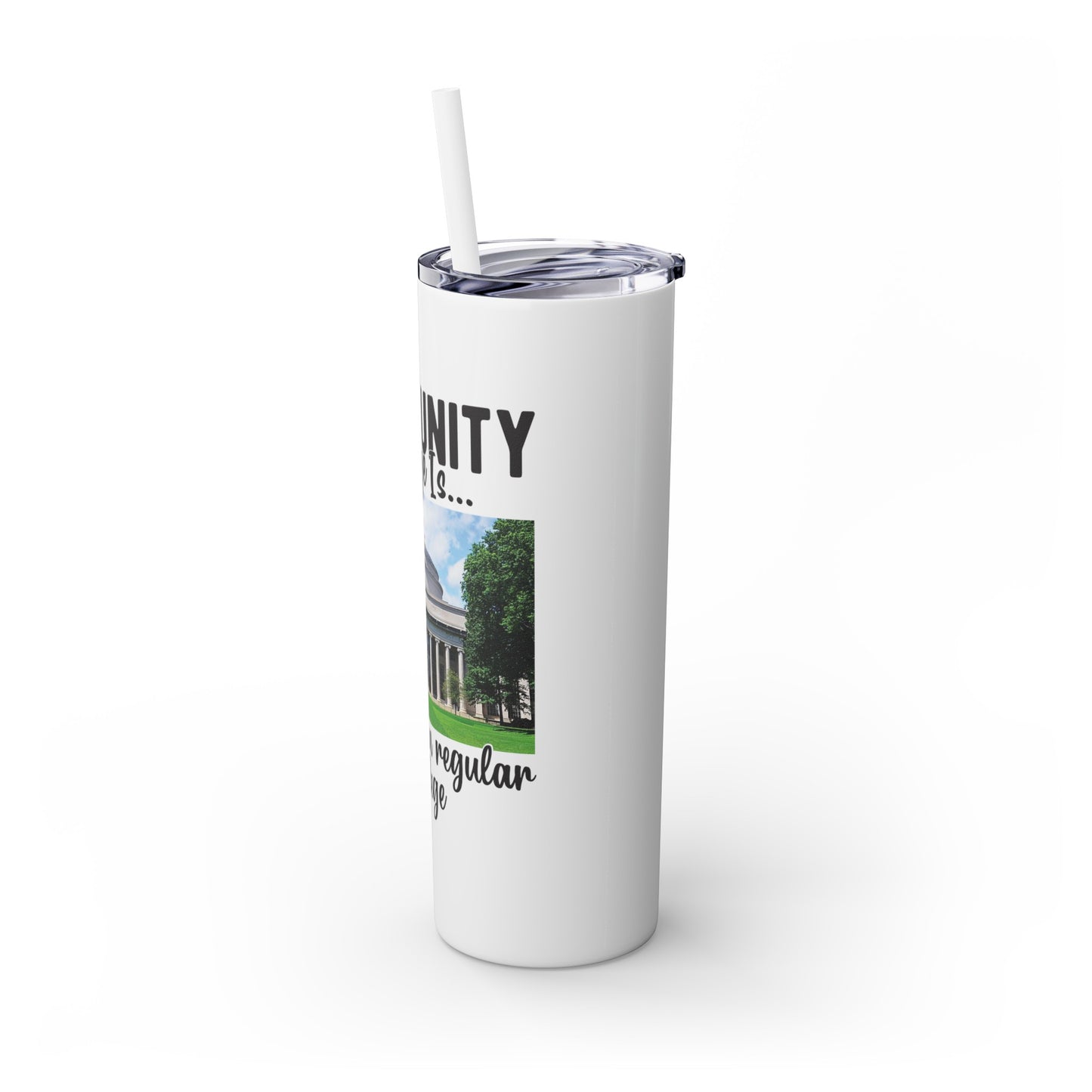 Community Collage is Easier Than Regular College - Skinny Tumbler with Straw, 20oz