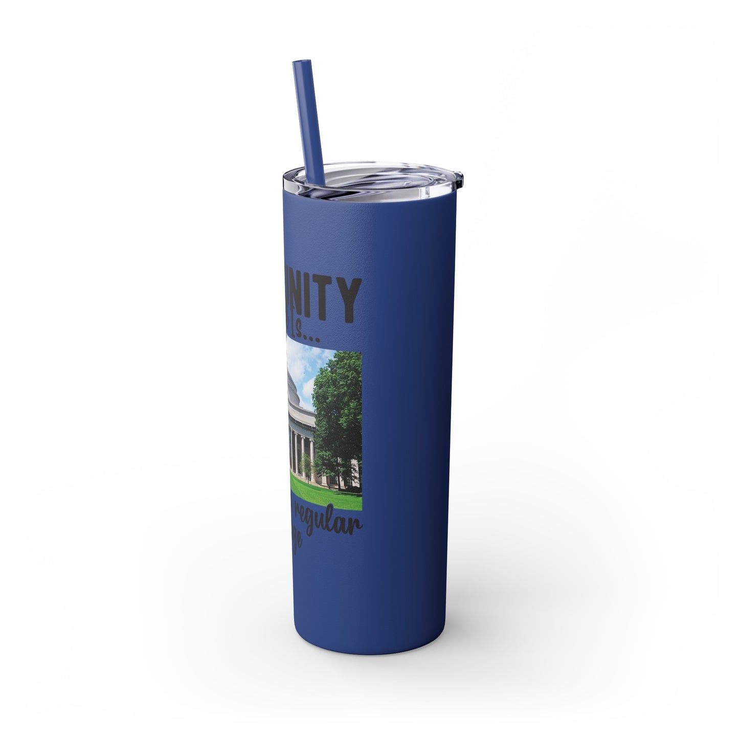 Community Collage is Easier Than Regular College - Skinny Tumbler with Straw, 20oz