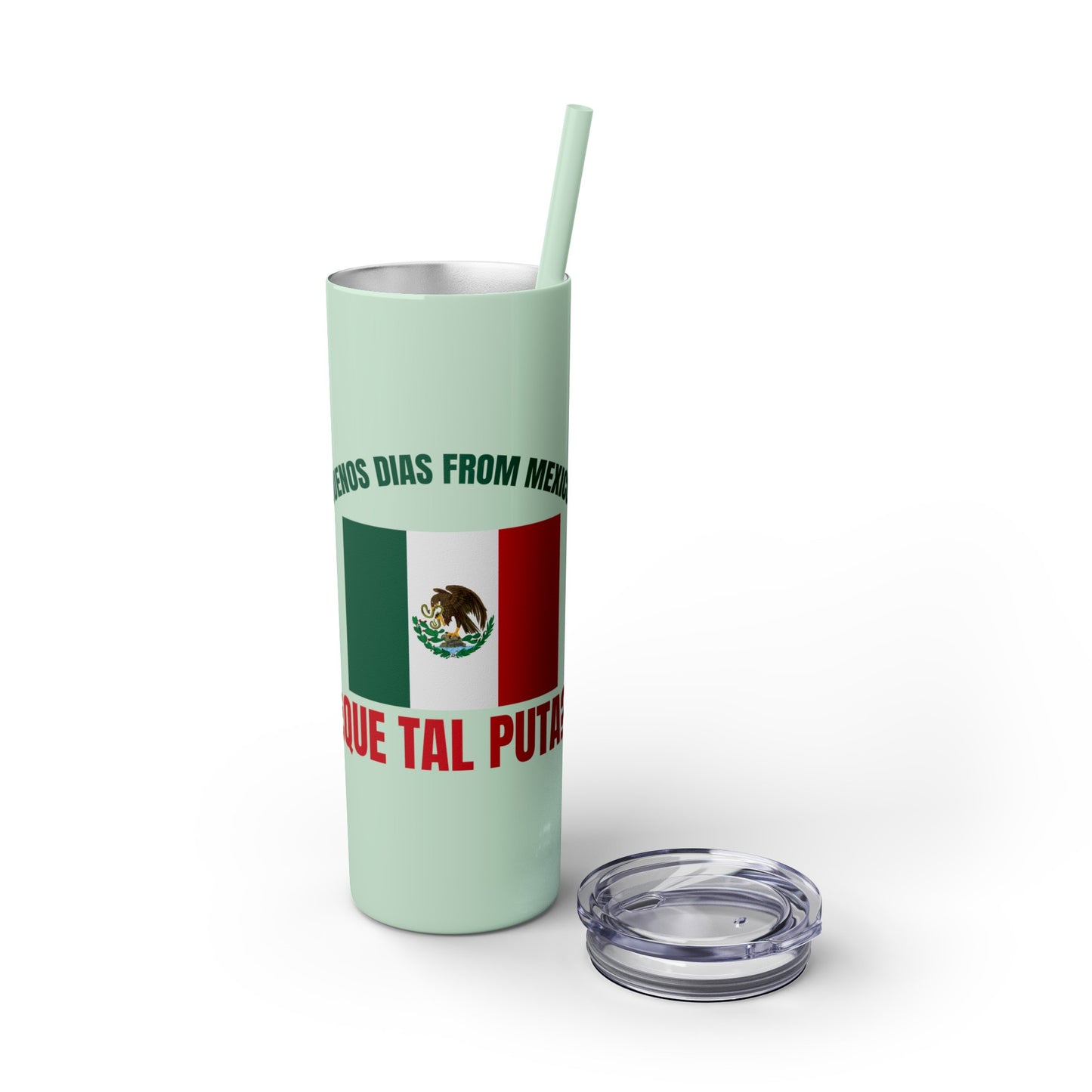 Welcome to Mexico - Skinny Stainless Steel Tumbler with Straw, 20oz