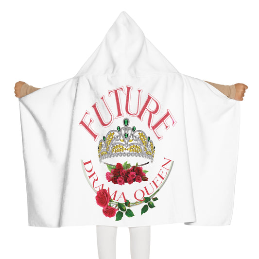 Future Drama Queen with Crown and Roses- Youth Hooded Towel