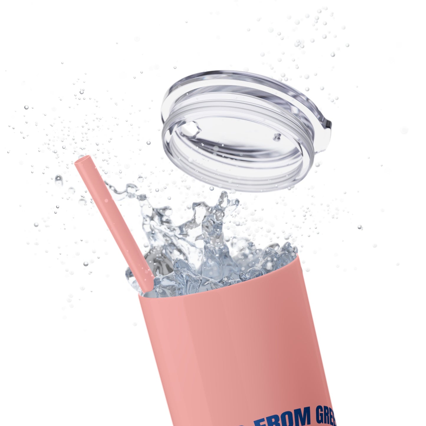 Welcome to Greece Skinny Tumbler with Straw, 20oz