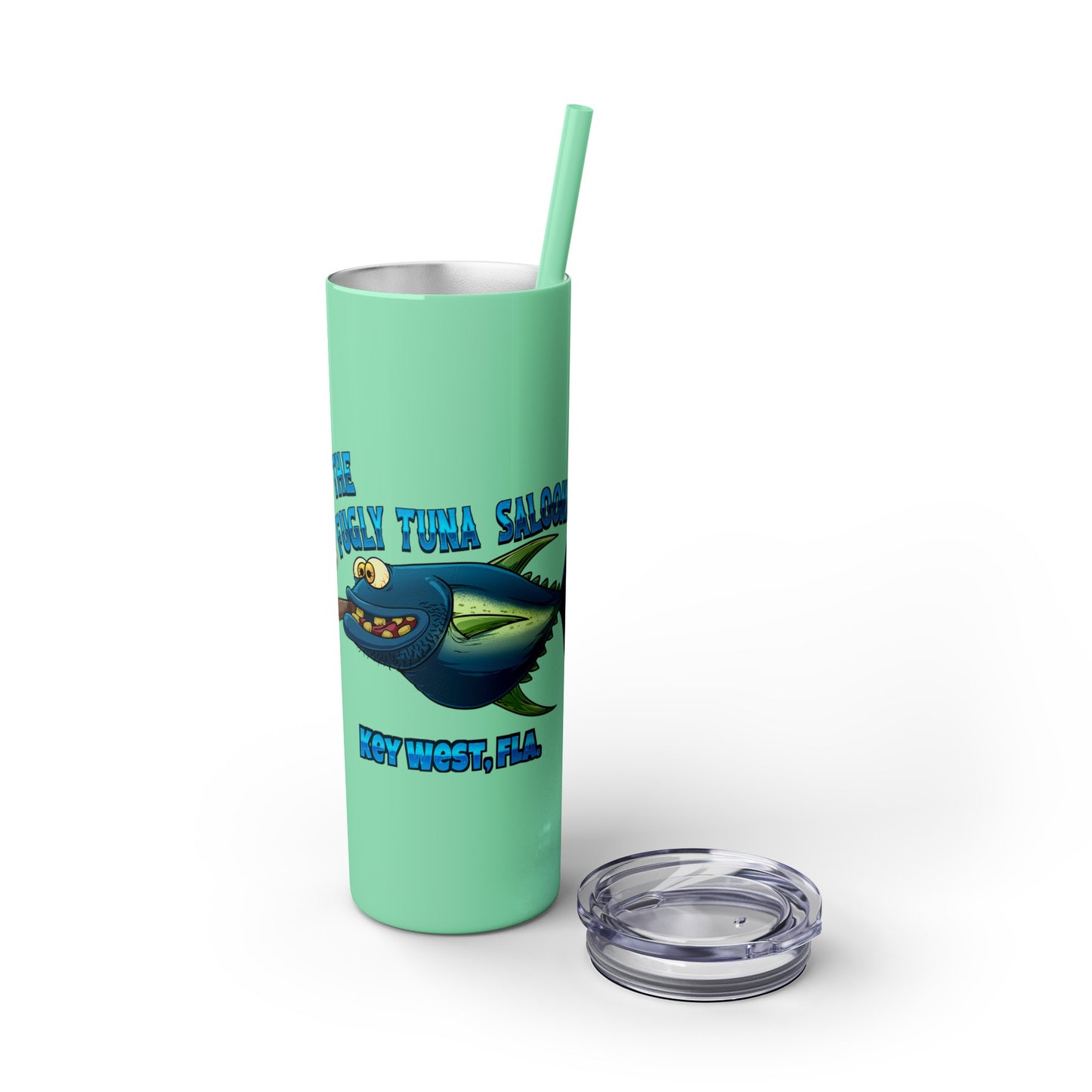 The Fugly Tuna Saloona Bar Key West FLorida Skinny Tumbler with Straw, 20oz