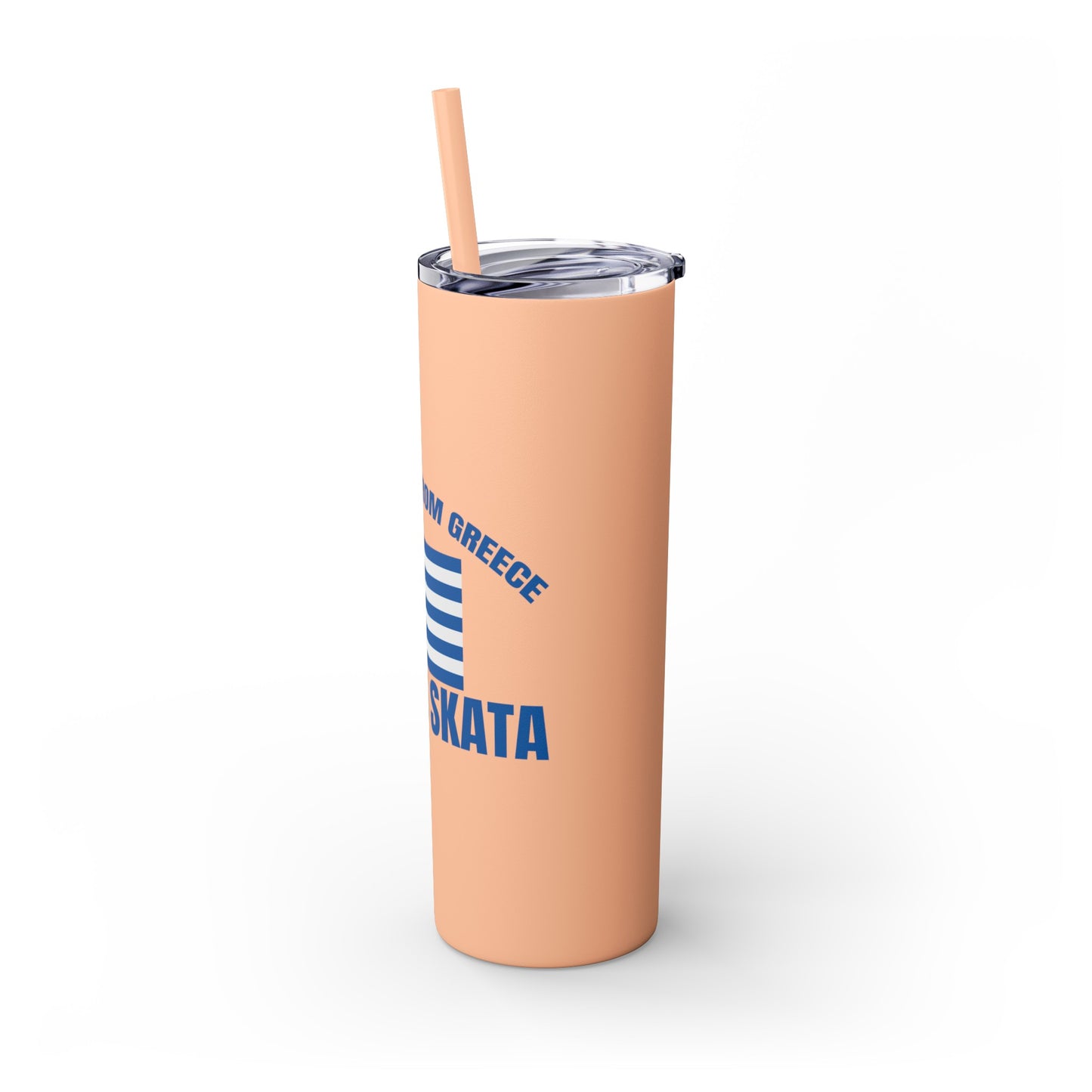 Welcome to Greece Skinny Tumbler with Straw, 20oz