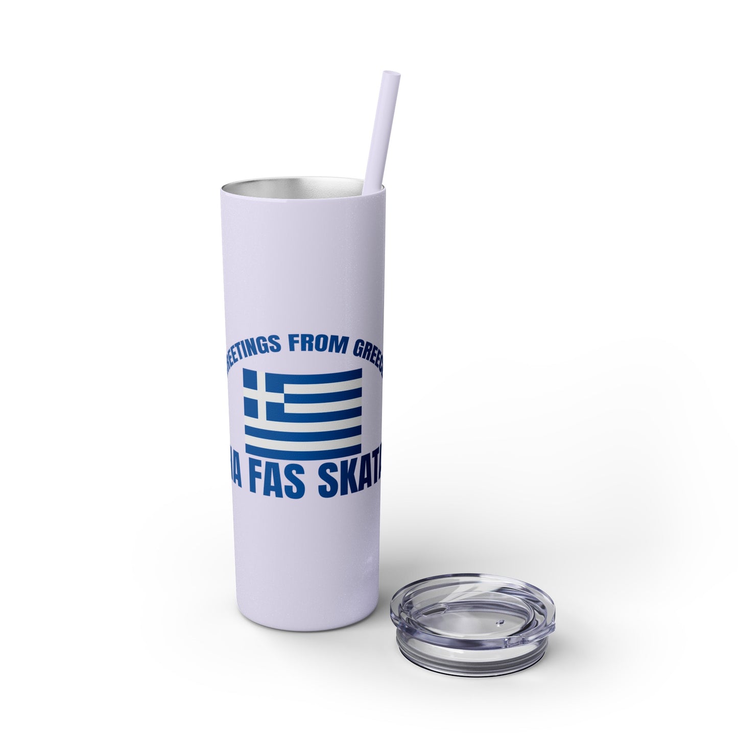 Welcome to Greece Skinny Tumbler with Straw, 20oz