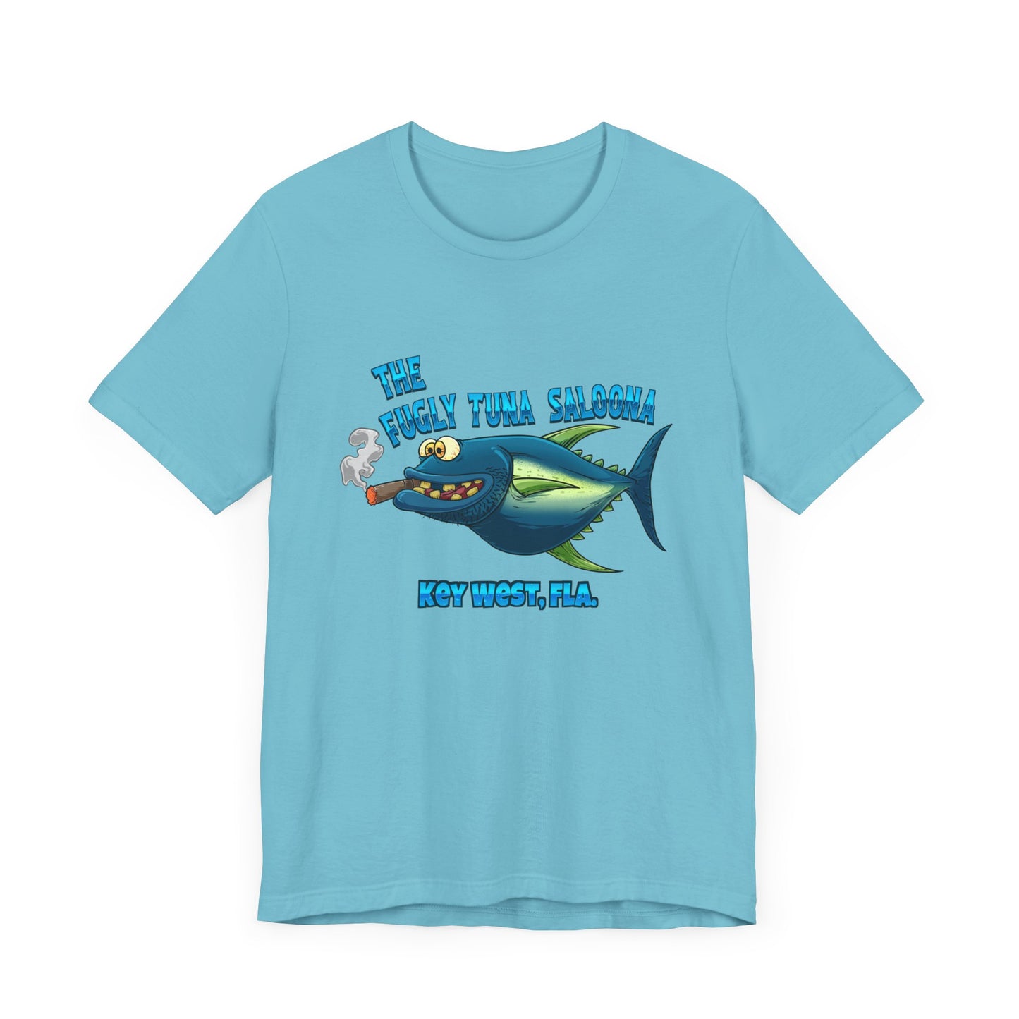 The Fugly Tuna Saloona , Key West front and back design Unisex cotton Short Sleeve Tee