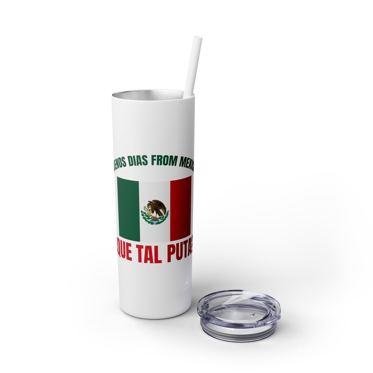 Welcome to Mexico - Skinny Stainless Steel Tumbler with Straw, 20oz