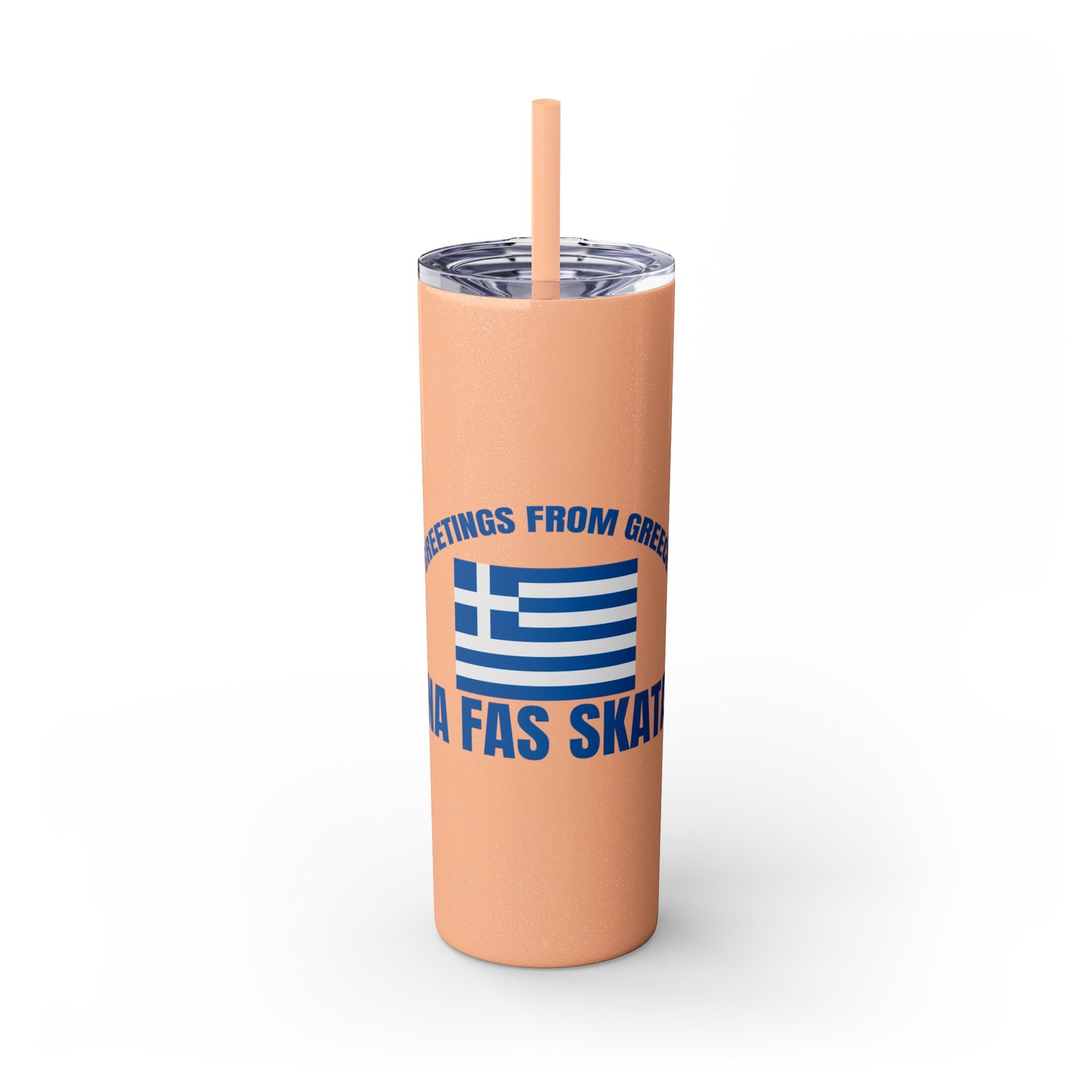 Welcome to Greece Skinny Tumbler with Straw, 20oz