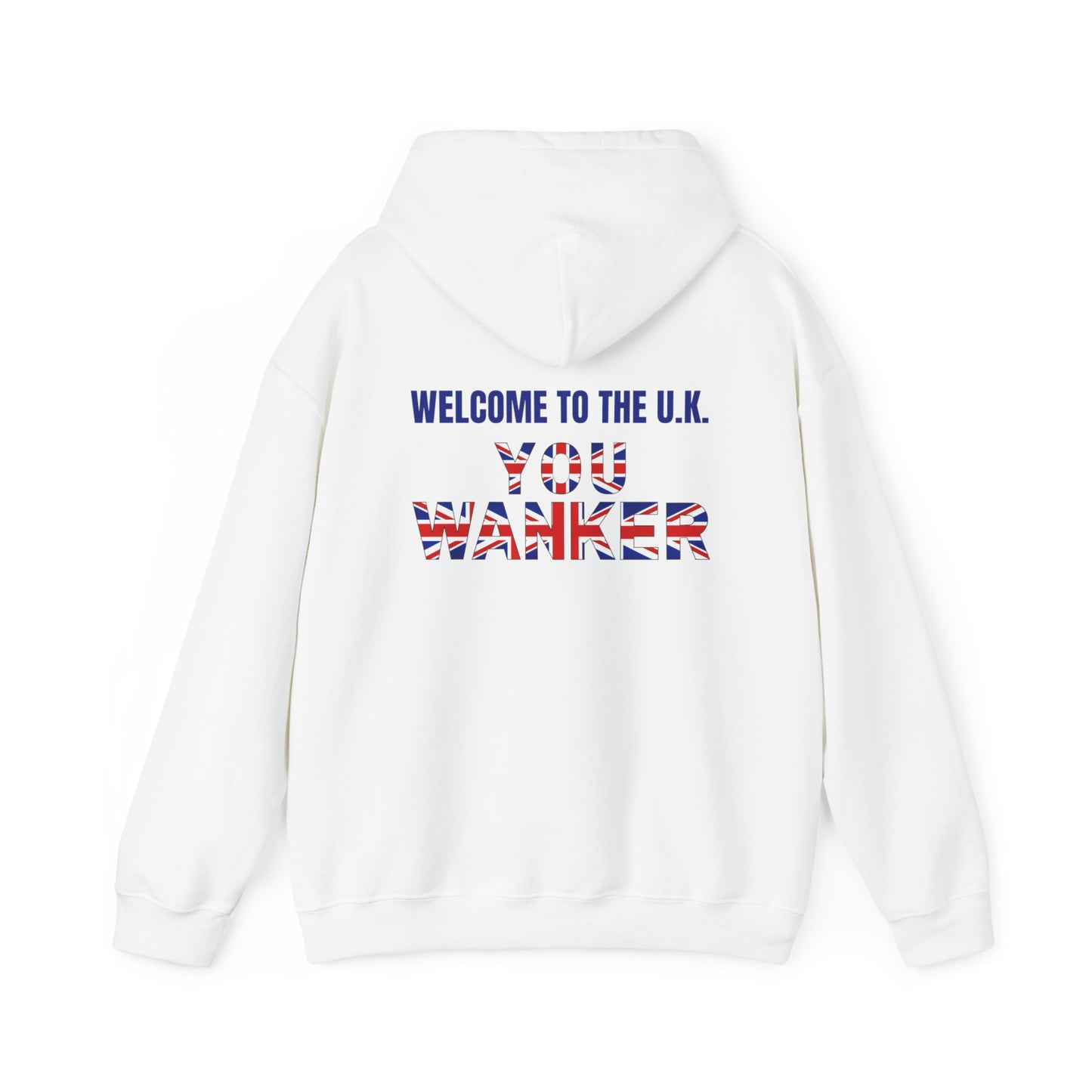 Welcome to the UK with design on the back Unisex Heavy Blend™ Hooded Sweatshirt