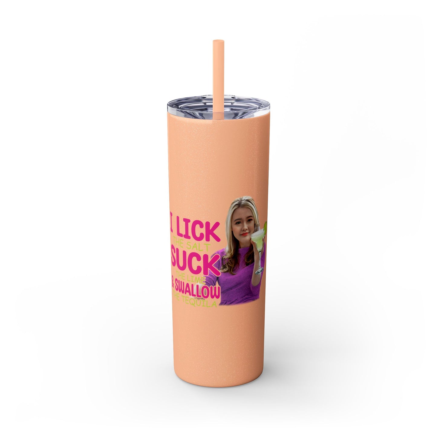 Margarita Lover's  Skinny Tumbler with Straw, 20oz